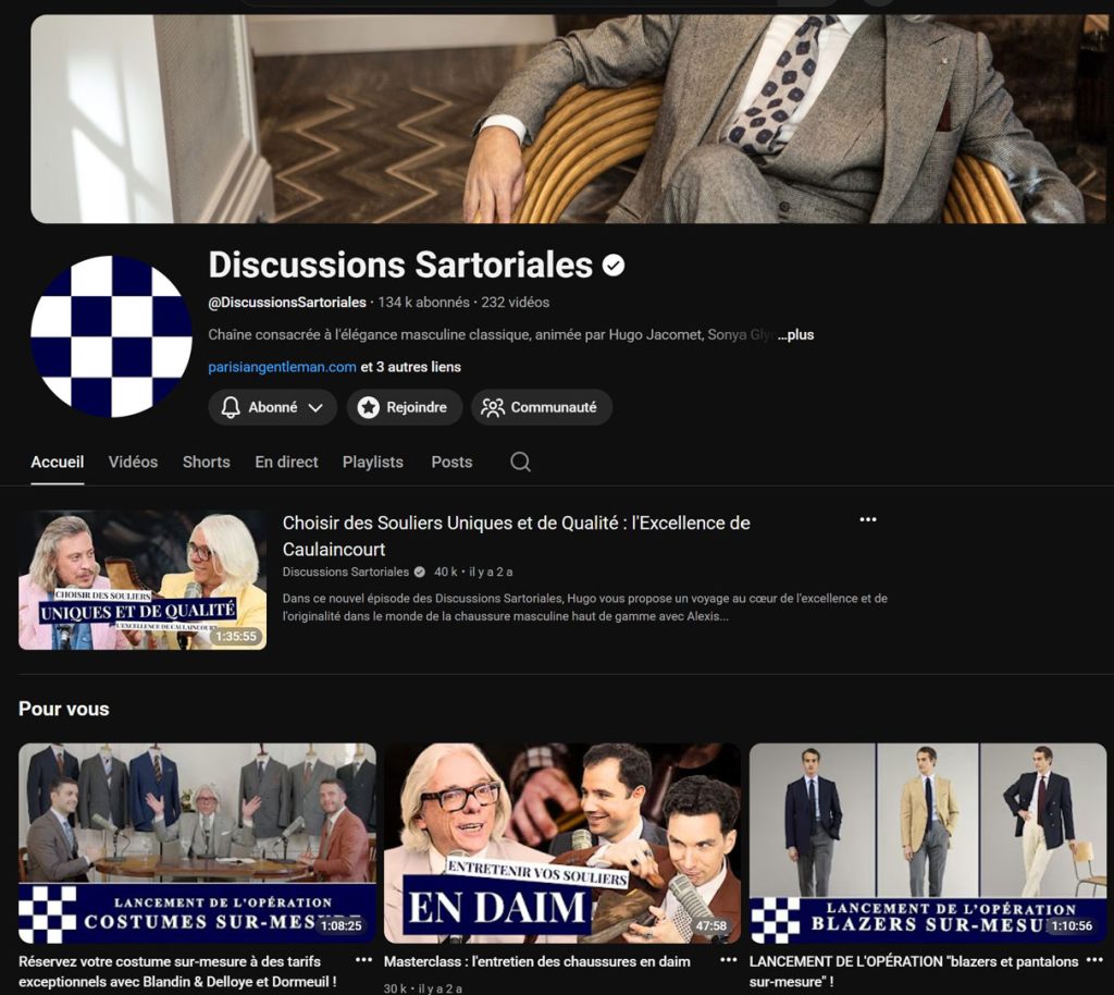 Hugo Jacomet Parisian Gentleman chaîne YouTube élégance