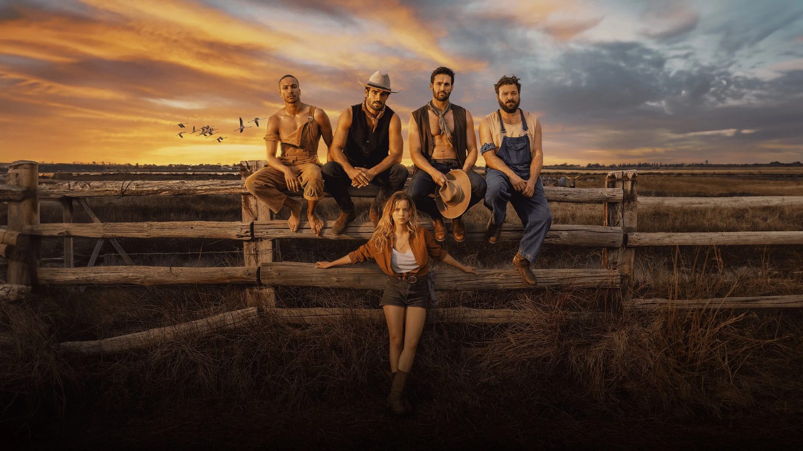 Le casting d'Escort Boys saison 2 en Camargue au coucher du soleil sur Prime Video