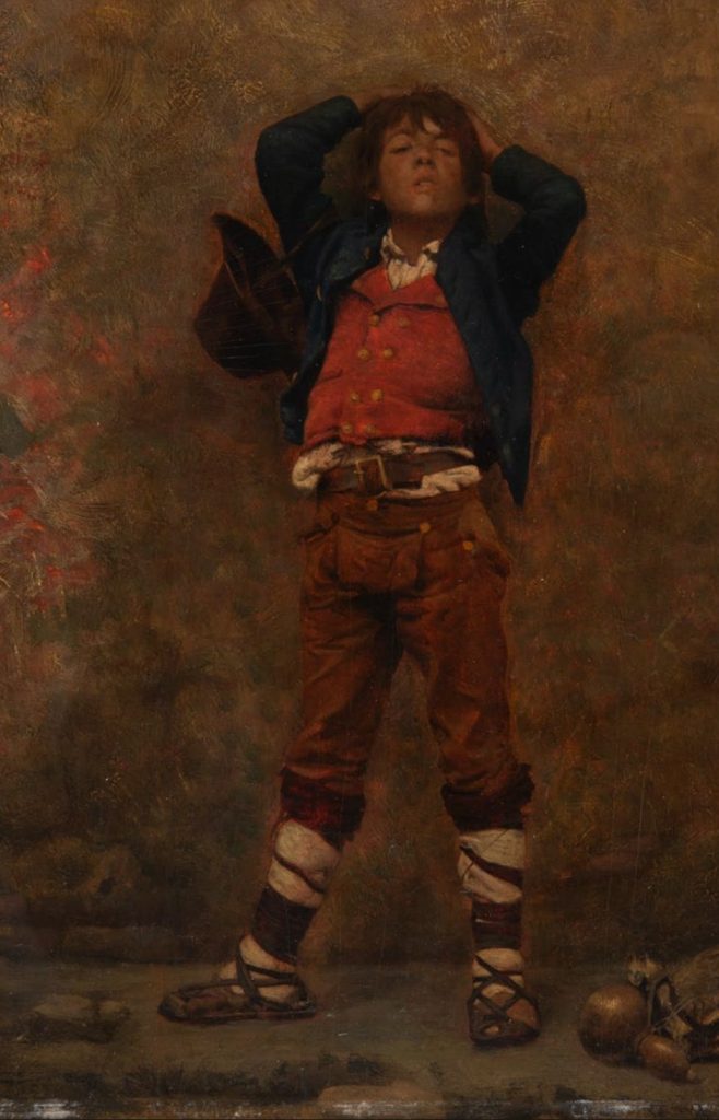 Peinture de Giovanni Segantini représentant un enfant, évocation de la jeunesse et des débuts du peintre