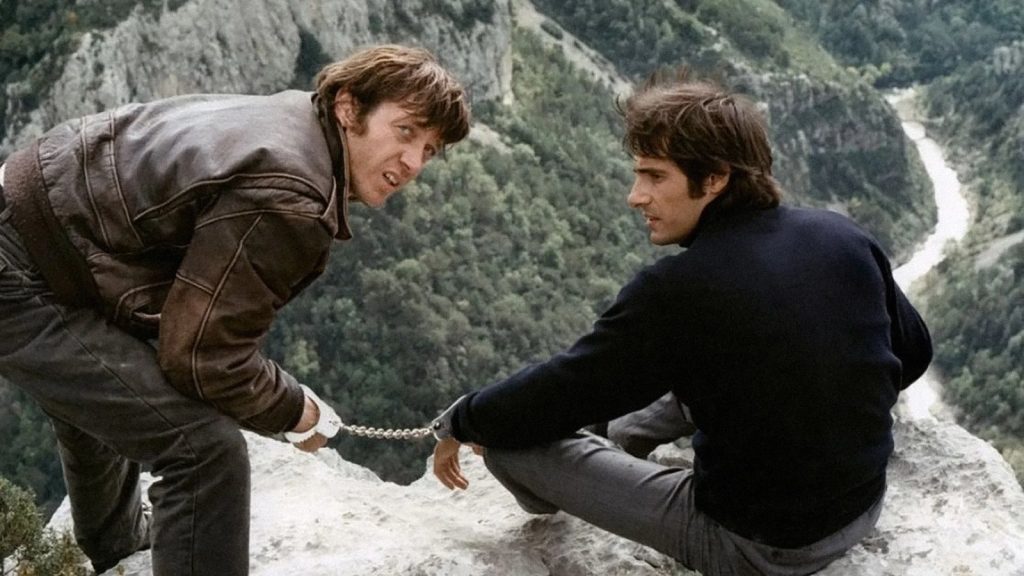 Gérard Lanvin et Bernard Giraudeau menottés dans les Gorges du Verdon dans Les Spécialistes