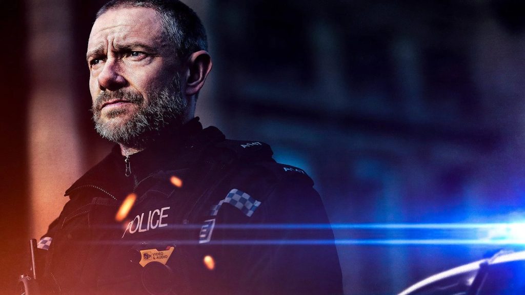 Martin Freeman dans The Responder avec les gyrophares de police