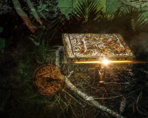 Illustration du coffre au trésor de Forrest Fenn dans les Rocheuses