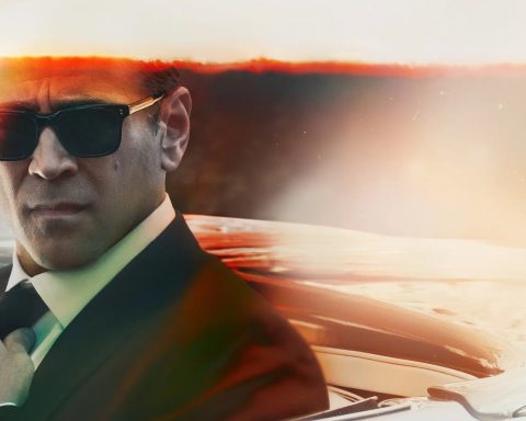 Sugar sur Apple TV+, Colin Farrell en détective privé près d’une voiture à Los Angeles