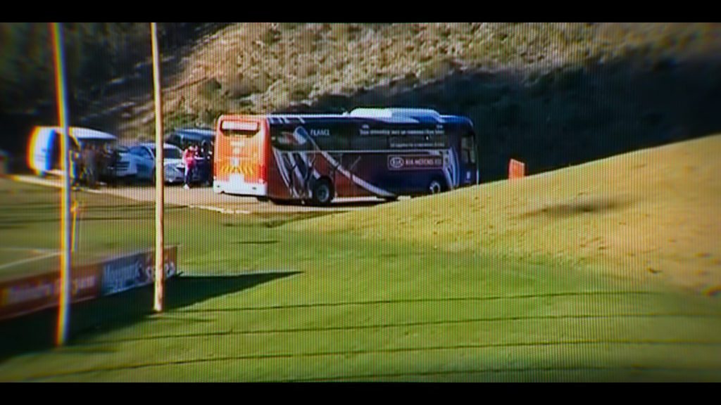 Le bus de l'équipe de France garé à Knysna en 2010