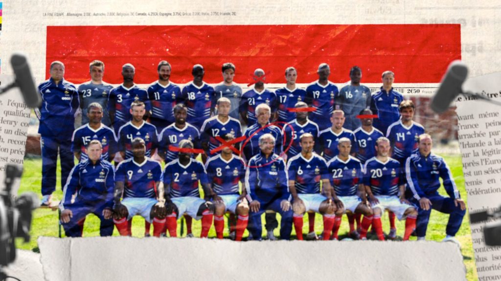 Photo officielle de l'équipe de France 2010, montage annoté